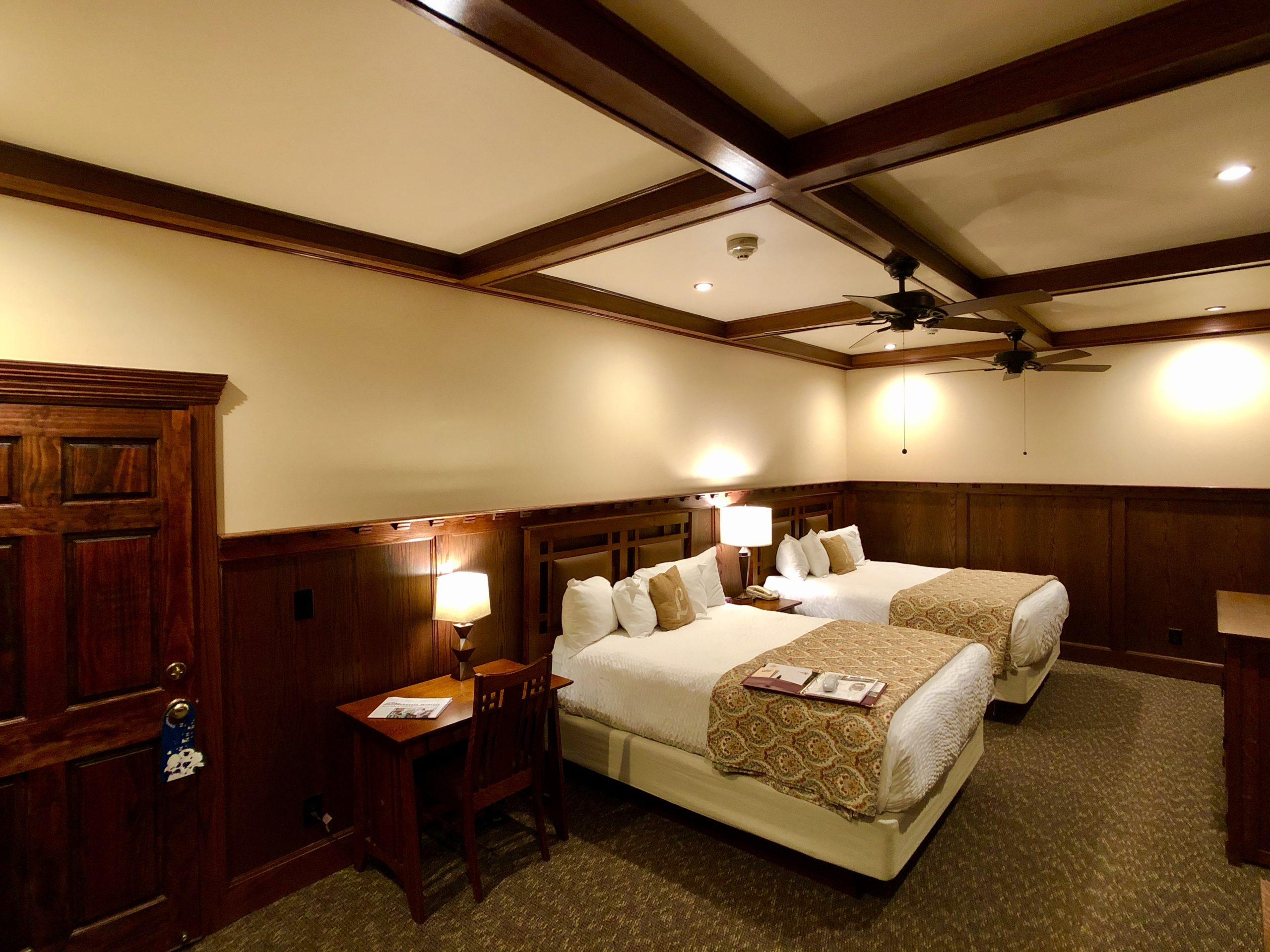 A view of a Double Queen Platinum Room facing the beds.