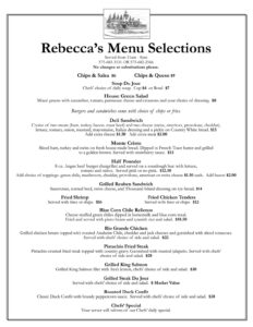REBECCAS LUNCH AND DINNER MENU