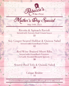 Mother's Day Special 2023 Menu